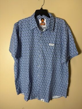 Old Smoke JK Collection XL Blue Jockey Silks Horse Racing All Over Print Shirt
